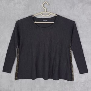Eileen Fisher Sweater Womens Small 100% Merino Wool Pullover Sequin Long Sleeve